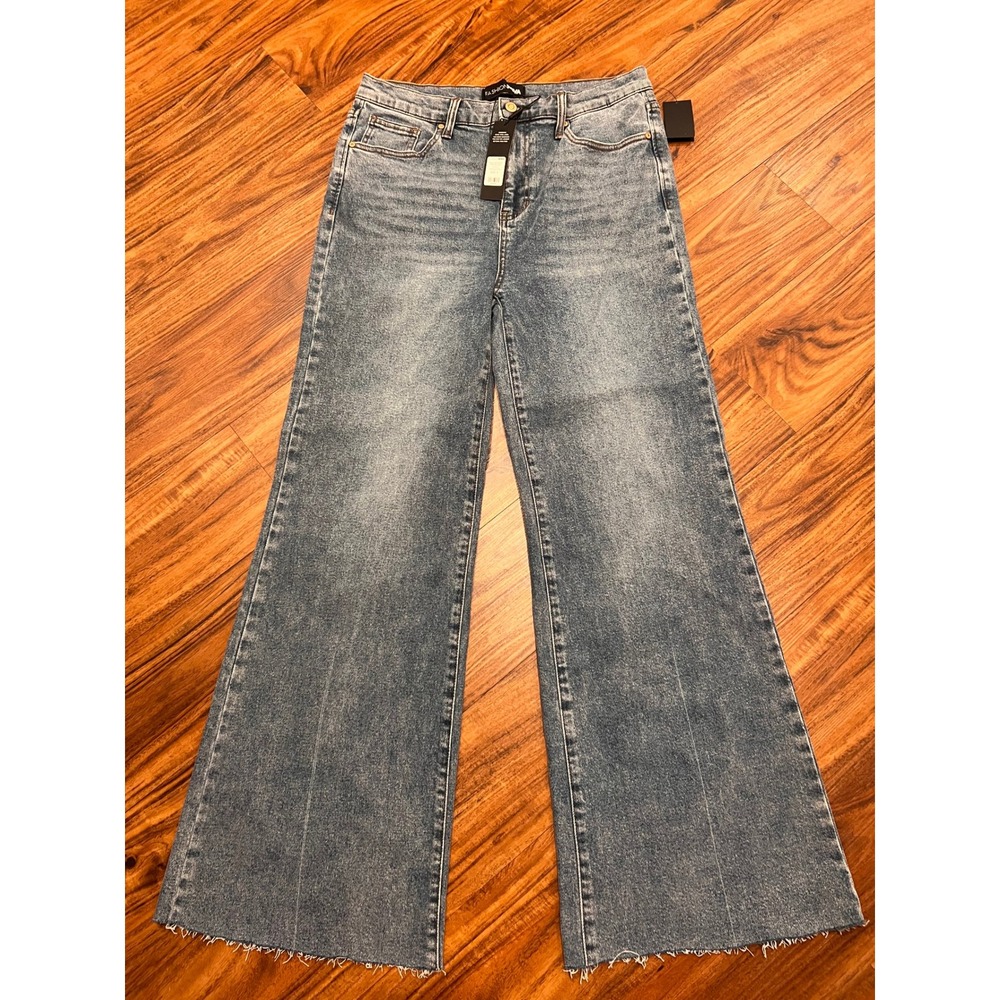 Fashion Nova Bridge The Distance Wide Leg Jeans Women 11 Blue NWT FN23205GS8